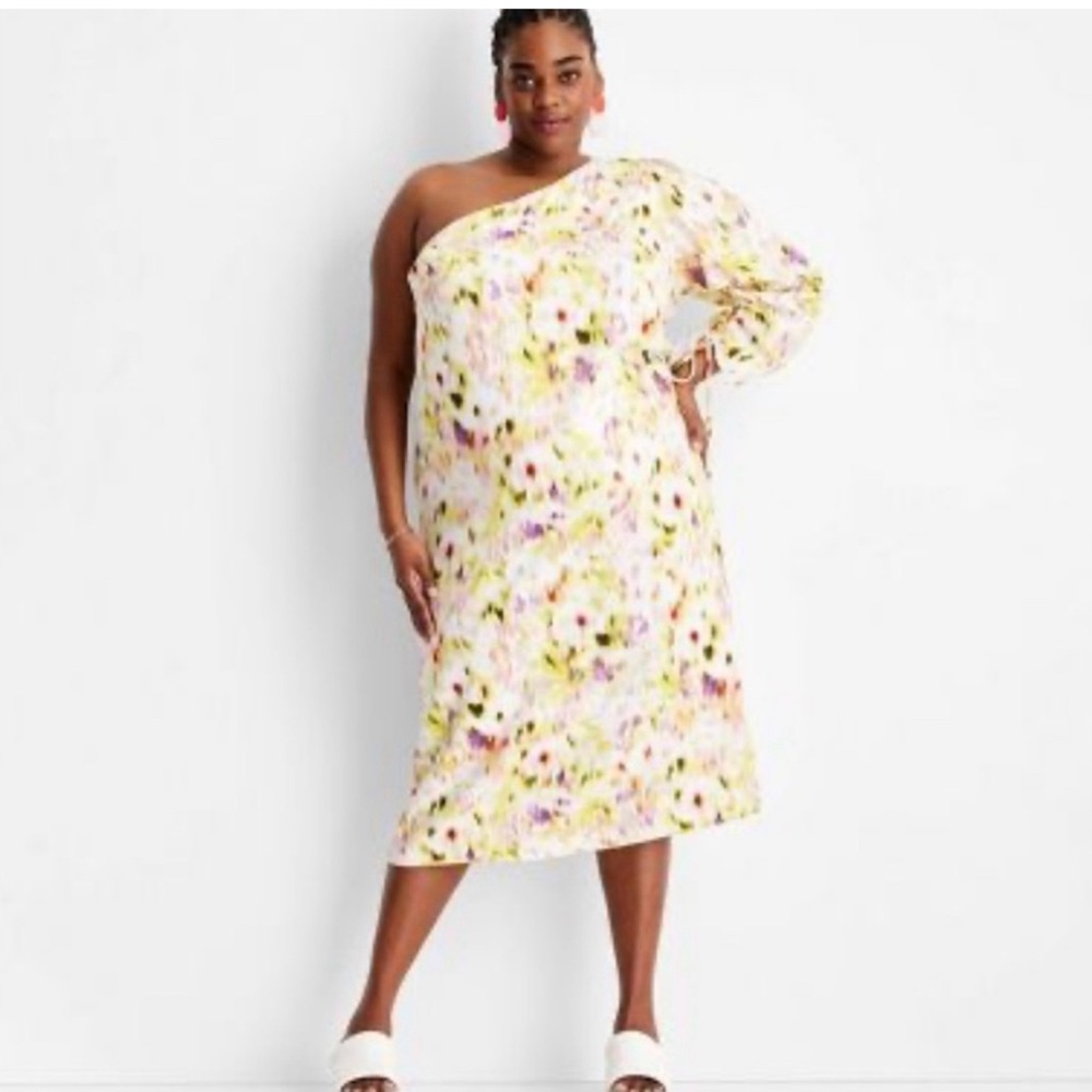 Cream Pink Asymmetrical One Shoulder Cocktail Dress